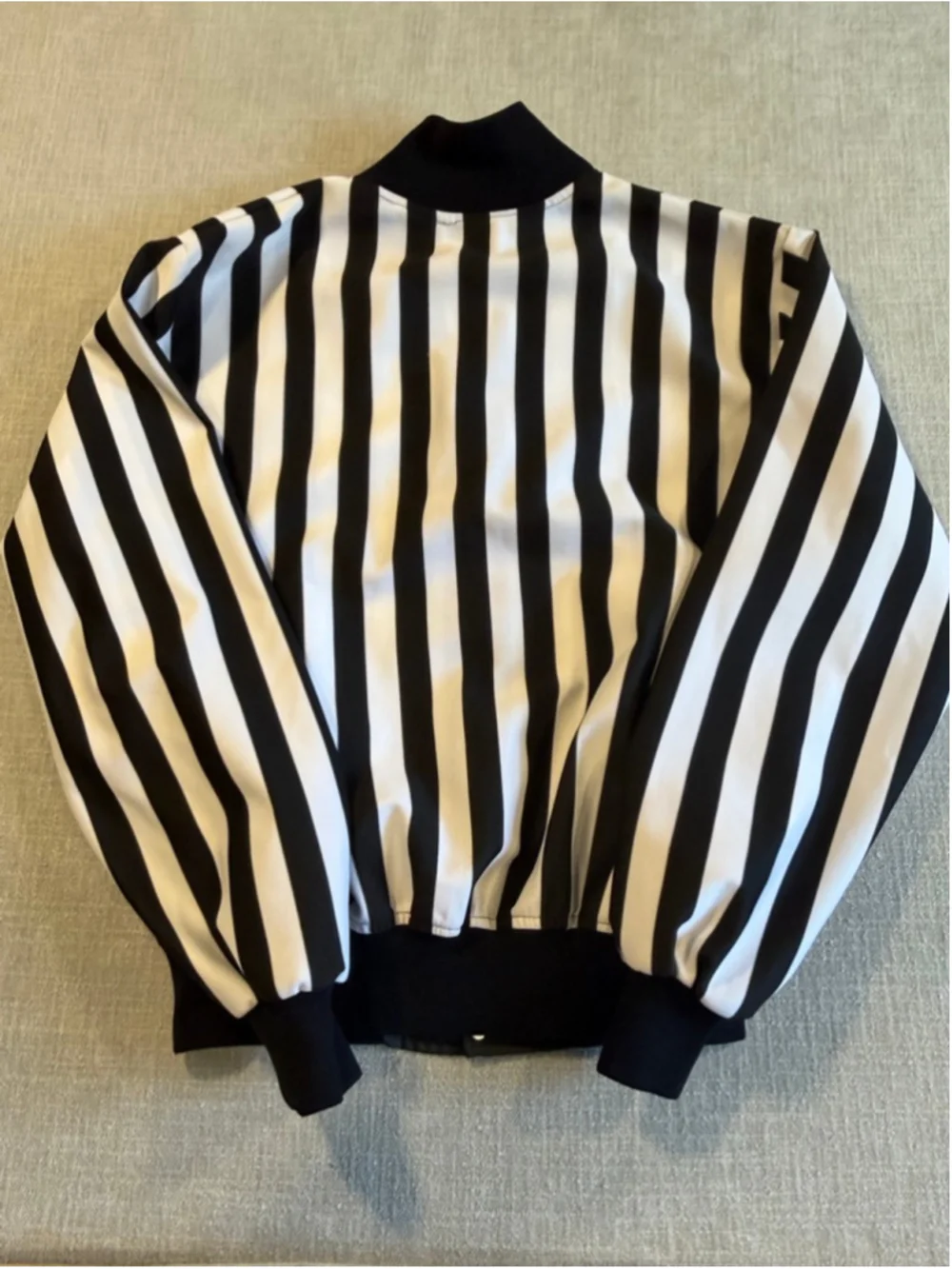 Honig's Referee Jacket Black White Striped Snap Button Closure large up Pockets